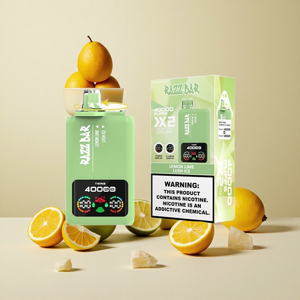 Razz Bar 40000 Puffs Dispositivo di Vapo Monouso Limone Lime_Ghiaccio Rigoglioso con Schermo di Potenza e Batteria da 650 Mah