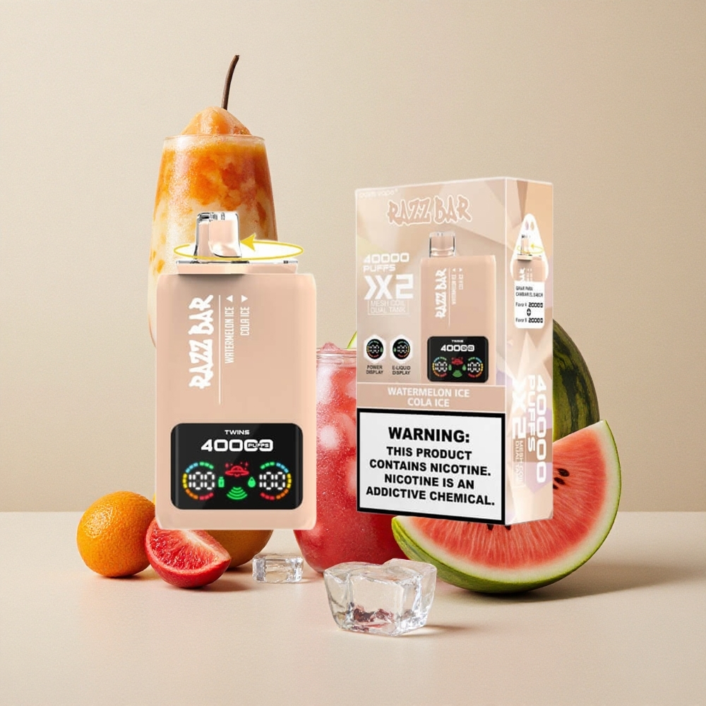 Razz Bar 40000 Puffs Sigaretta elettronica usa e getta Anguria Ghiacciato_Cola Ghiacciato con Display Schermo Potenza e Batteria 650 Mah