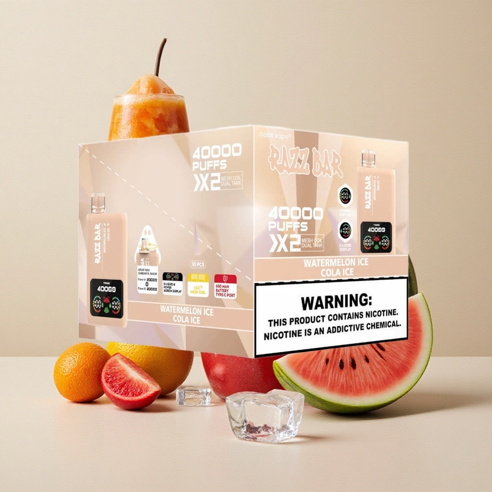 Razz Bar 40000 Puffs Sigaretta elettronica usa e getta Anguria Ghiacciato_Cola Ghiacciato con Display Schermo Potenza e Batteria 650 Mah