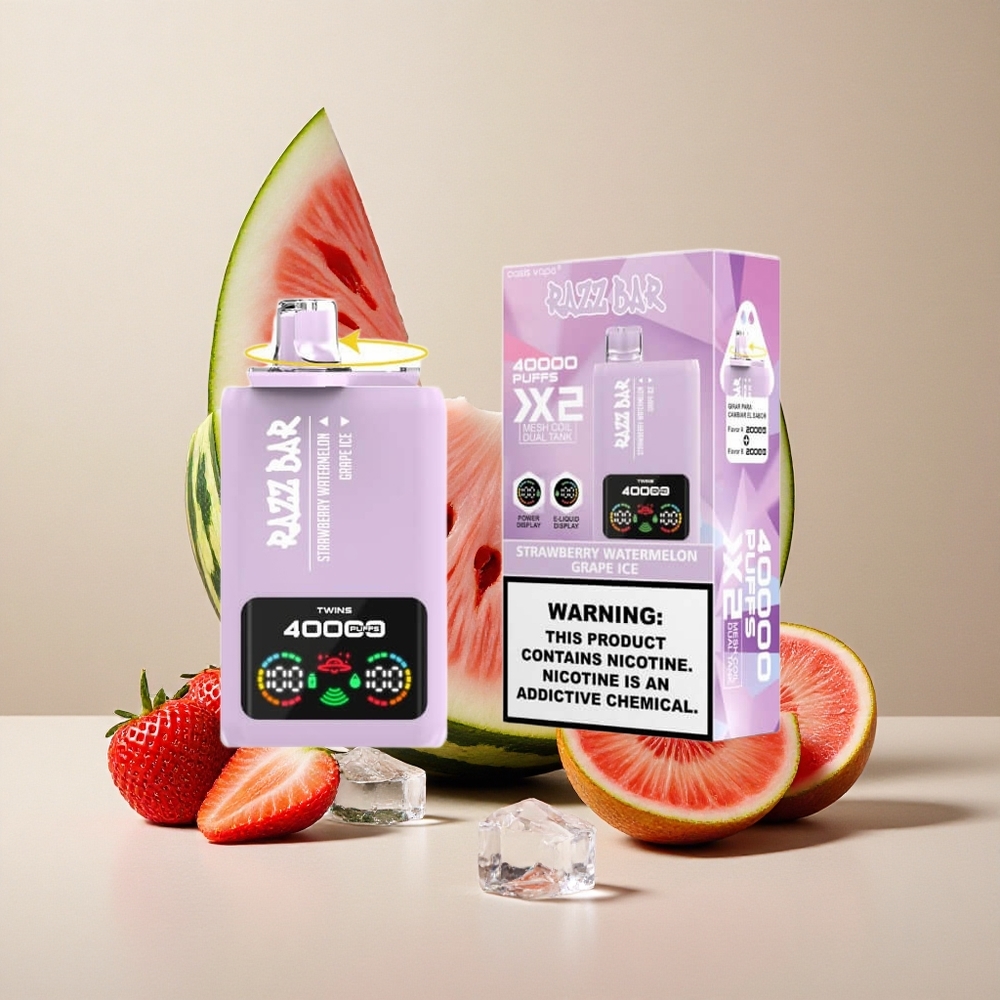 Razz Bar 40000 Puffs Sigaretta elettronica usa e getta Fragola Anguria_Ghiaccio Uva con Schermo di Potenza e Batteria 650 Mah