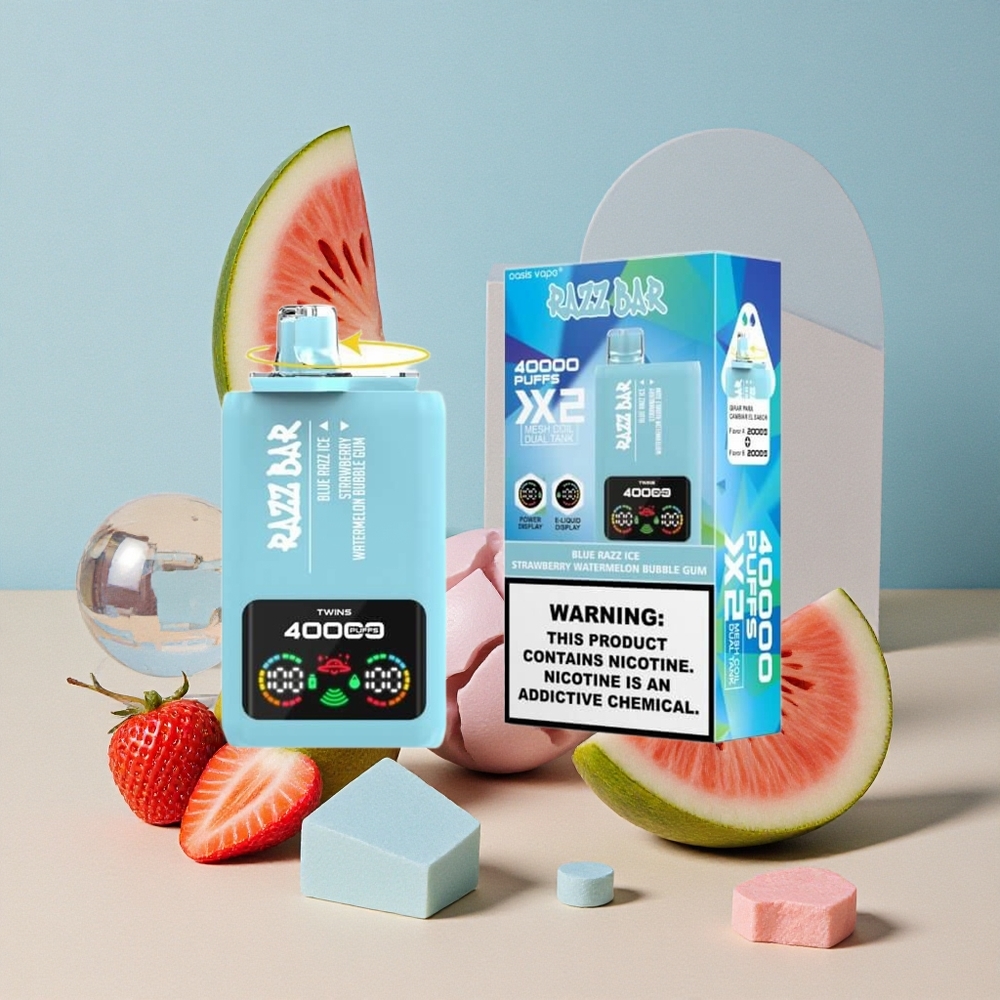 Razz Bar 40000 Puffs Svapo Monouso Schermo di Potenza Mirtillo Ghiacciato-Fragola Anguria Bubble Gum Blu