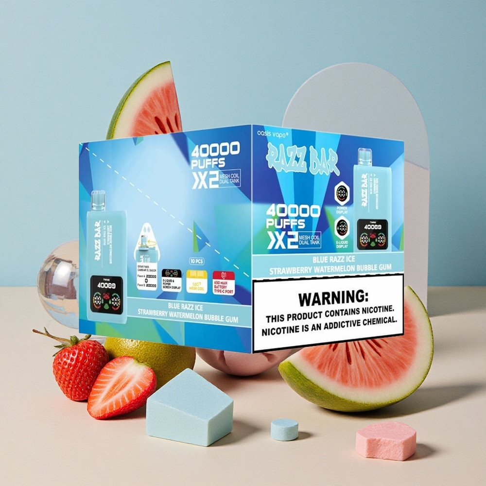 Razz Bar 40000 Puffs Svapo Monouso Schermo di Potenza Mirtillo Ghiacciato-Fragola Anguria Bubble Gum Blu