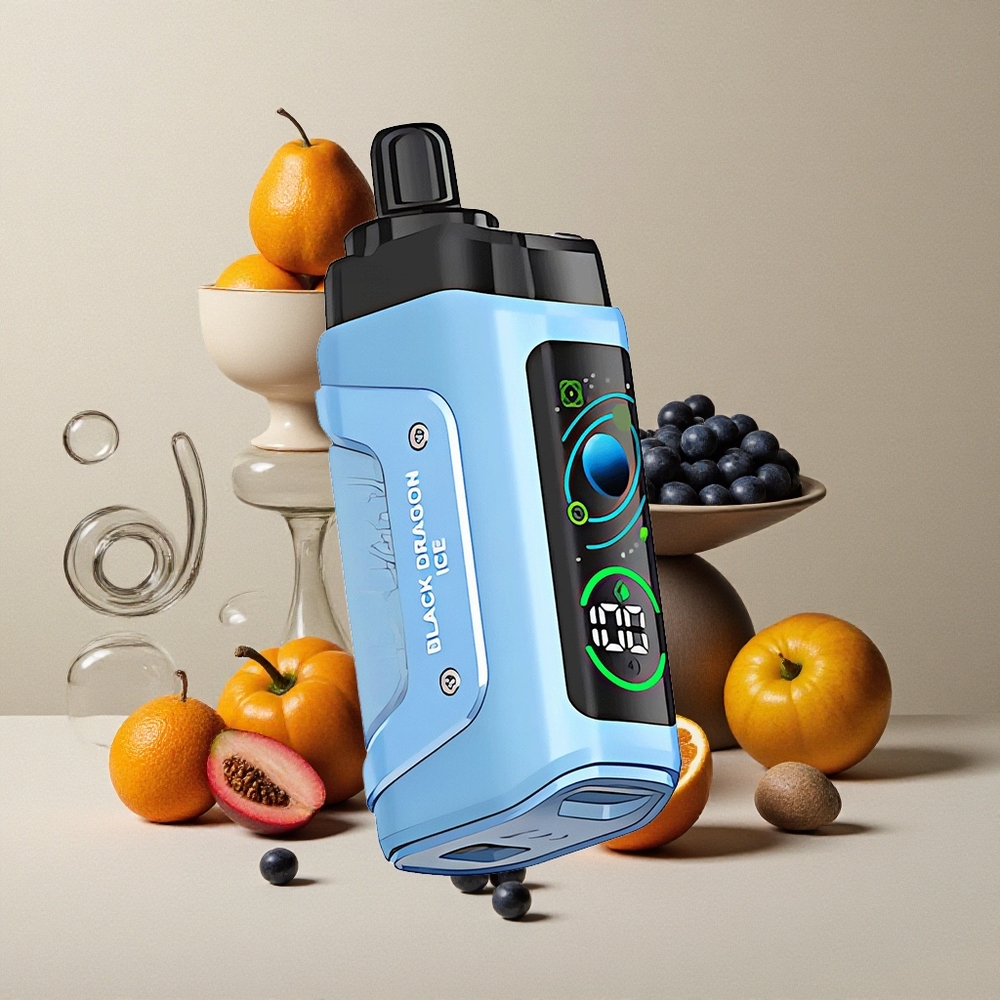 Razz Bar 45000 Puffs Dispositivo di Svapo Monouso Drago Nero Ghiaccio con Bobina Mesh 1.0 Ohm e Batteria Ricaricabile 650 Mah