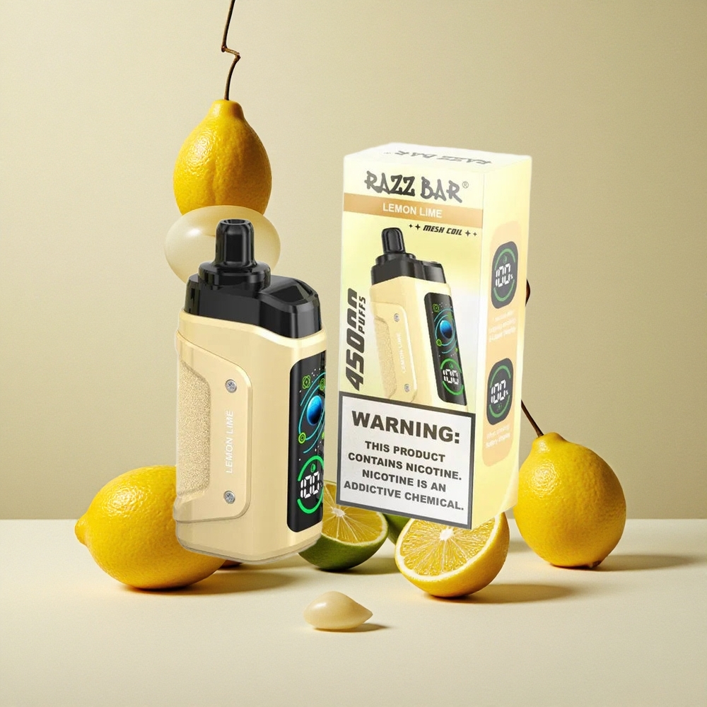 Razz Bar 45000 Puffs Sigaretta Elettronica Monouso Limone Lime con Bobina Mesh 1.0 Ohm e Batteria Ricaricabile 650 Mah