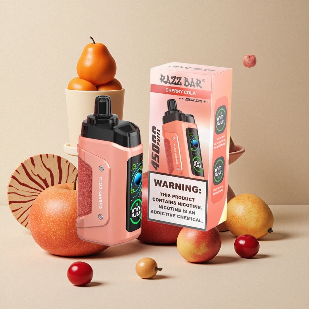 Razz Bar 45000 Puffs Sigaretta elettronica usa e getta Ciliegia Cola con Bobina Mesh 1.0 Ohm e Flusso d\'Aria Regolabile