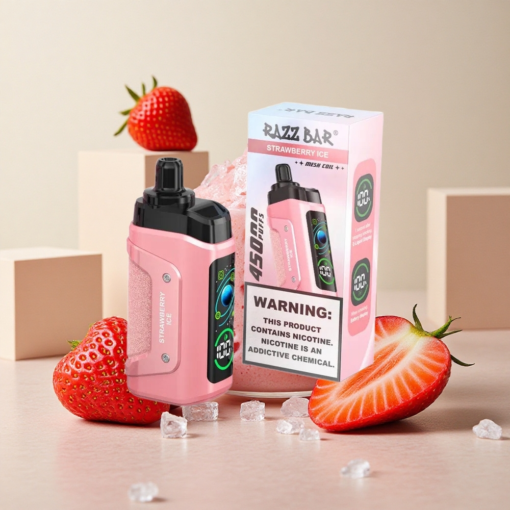 Razz Bar 45000 Puffs Sigaretta elettronica usa e getta Fragola Ghiaccio con Bobina Mesh 1.0 Ohm