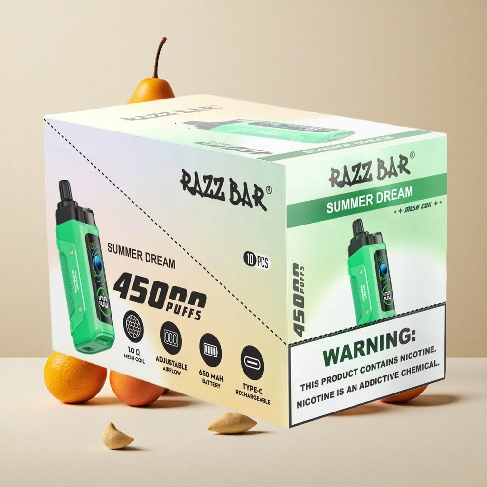 Razz Bar 45000 Puffs Sigaretta elettronica usa e getta Sogno Estivo con Bobina Mesh 1.0 Ohm e Flusso d\'Aria Regolabile