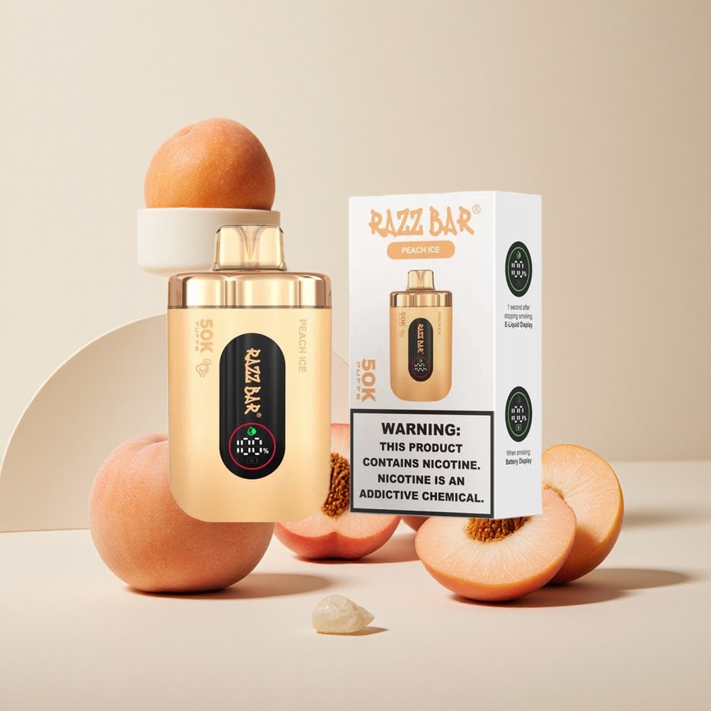 Razz Bar 50K Puffs Dispositivo di Svapo Monouso Pesca Ghiaccio con Bobina Mesh 1.0 Ohm e Batteria 650 Mah Ricaricabile Tipo-C