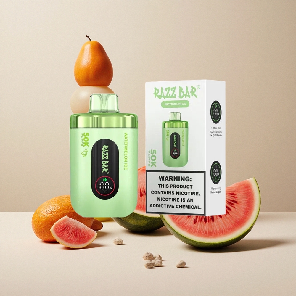 Razz Bar 50K Puffs Sigaretta Elettronica Monouso Anguria Ghiacciato con Bobina Mesh 1.0 Ohm e Batteria 650 Mah Ricaricabile Tipo-C