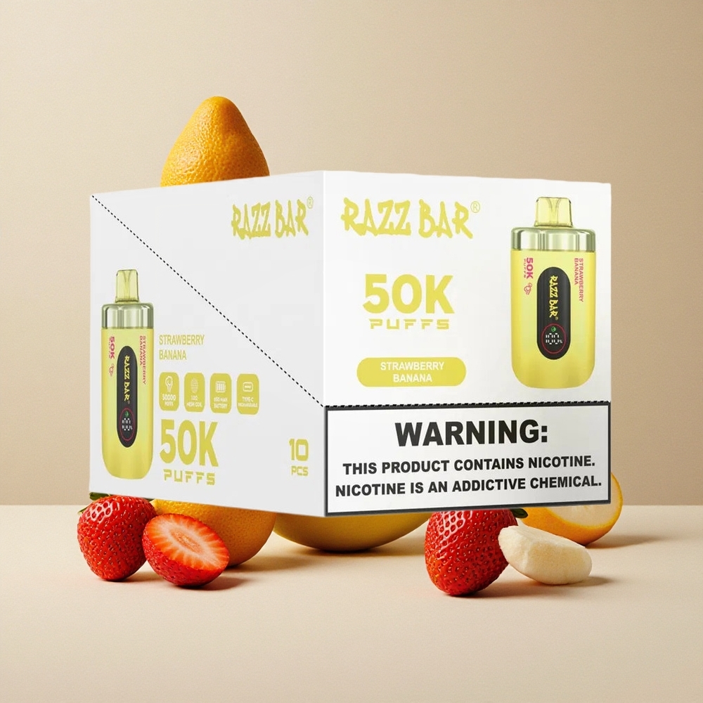 Razz Bar 50K Puffs Sigaretta elettronica usa e getta Fragola Banana con 50000 Tiri e Resistenza Mesh 1.0 Ohm