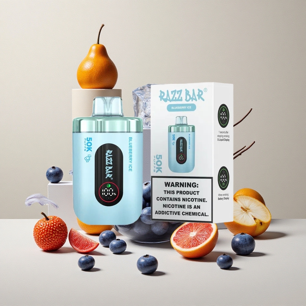 Razz Bar 50K Puffs Sigaretta elettronica usa e getta Mirtillo Ghiaccio con Batteria Ricaricabile 650 Mah e 2% Nicotina