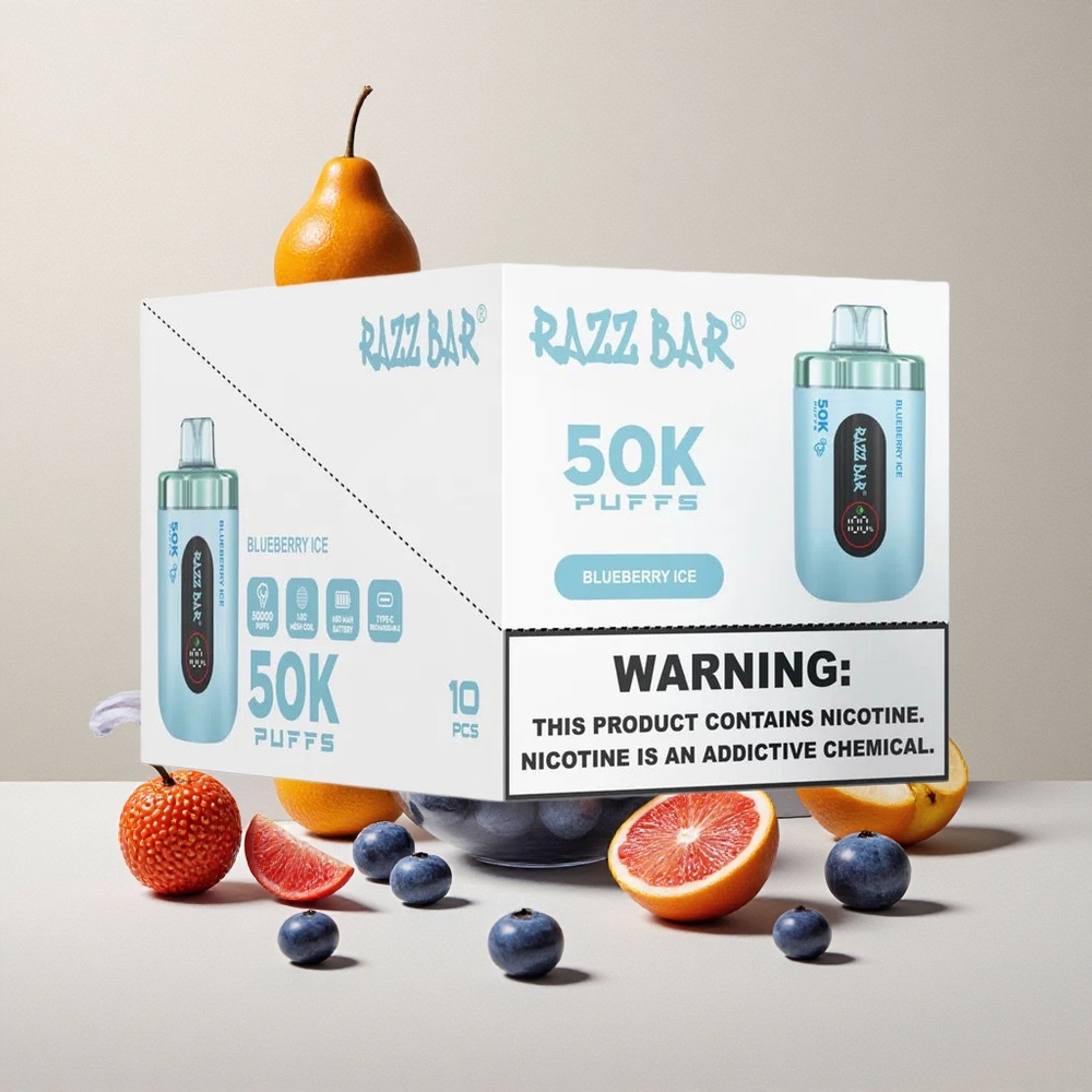 Razz Bar 50K Puffs Sigaretta elettronica usa e getta Mirtillo Ghiaccio con Batteria Ricaricabile 650 Mah e 2% Nicotina