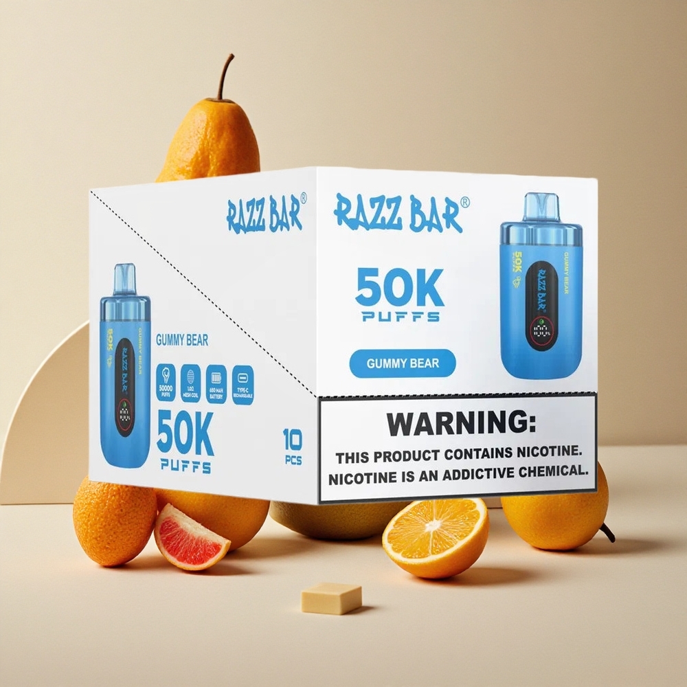 Razz Bar 50K Puffs Sigaretta elettronica usa e getta Orsetto Gommoso con 50000 Tiri e Batteria 650 Mah Ricaricabile Type-C