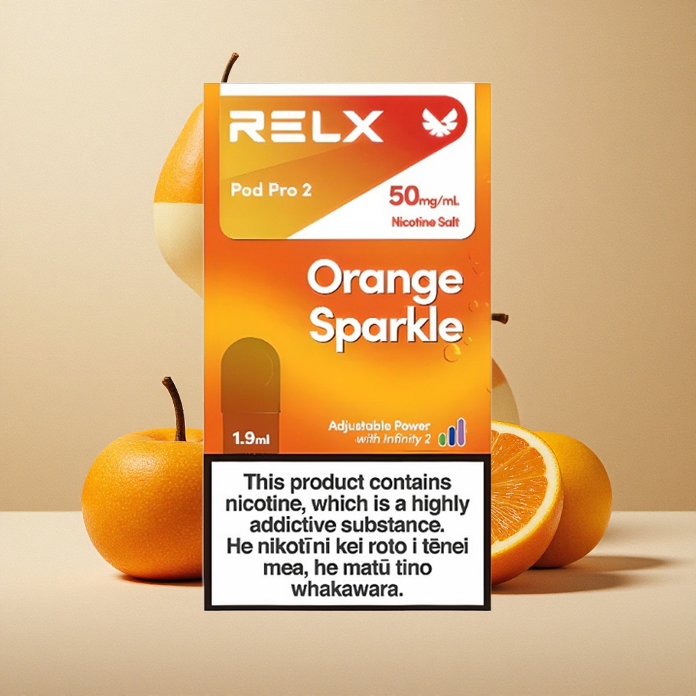 RELX Pod Pro 2 Arancione Scintillante con 5% Nicotina e 600 Boccate