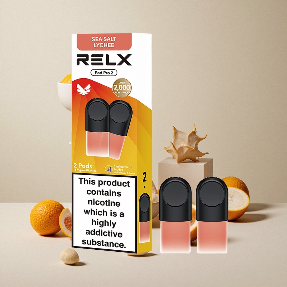 RELX Pod Pro 2 Dispositivo di Vapore Sale Marino Litchi 1.9ml 600 boccate Modo Eco (5.5W)
