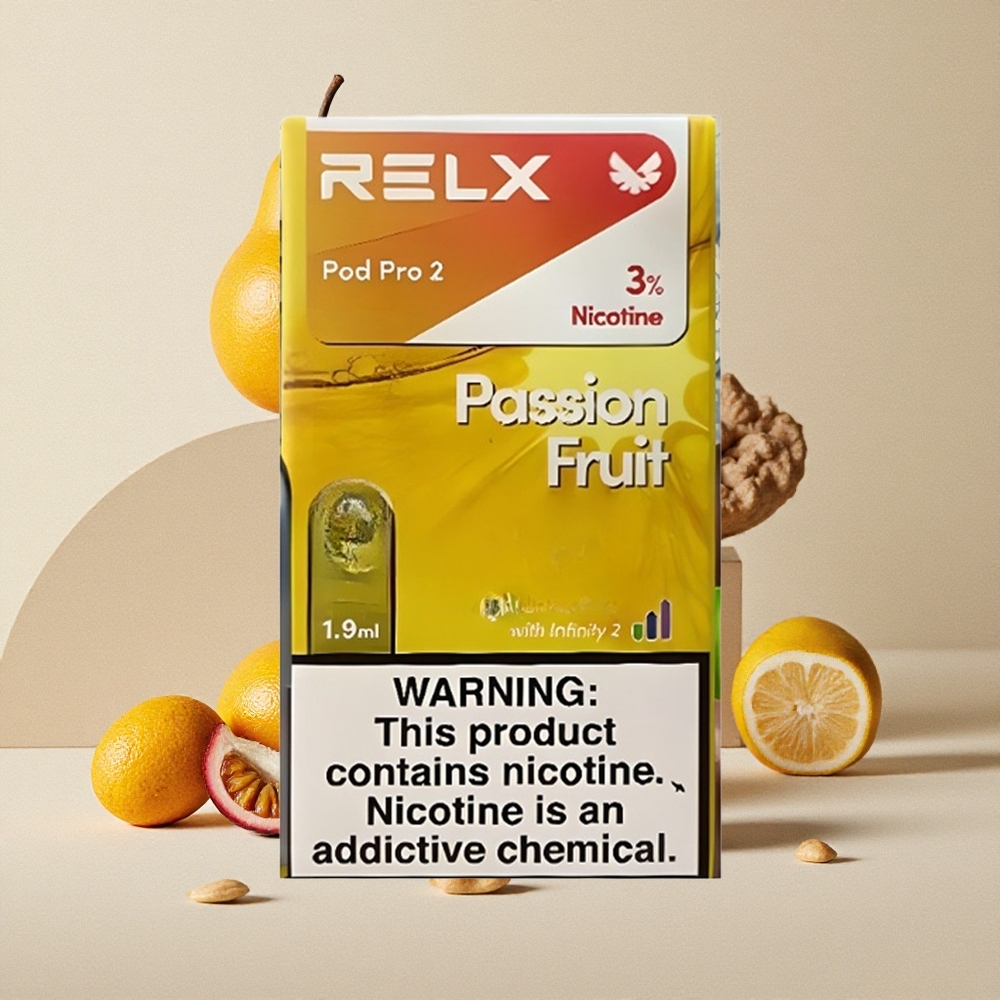 RELX Pod Pro 2 Frutto della Passione Confezione da 3 Pods 1.9ml 600 Tirate 3% Nicotina 3 Modalità di Tensione