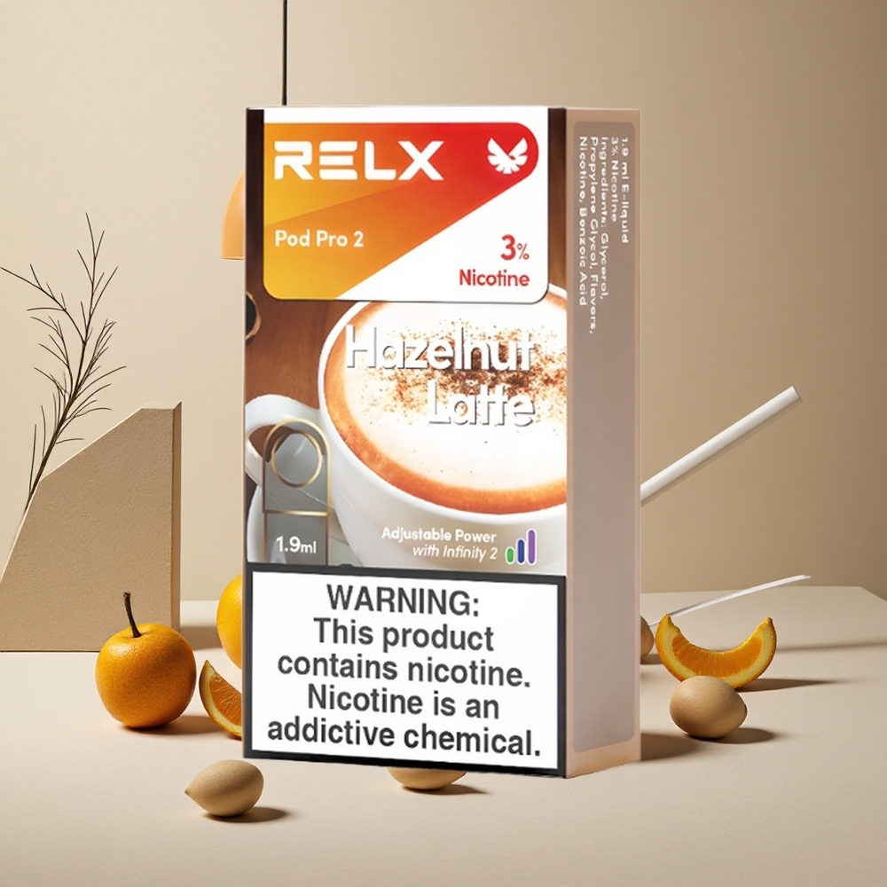 Relx Pod Pro 2 Dispositivo di Vapore Latte alla Nocciola con 3% Nicotina e 600 Boccate