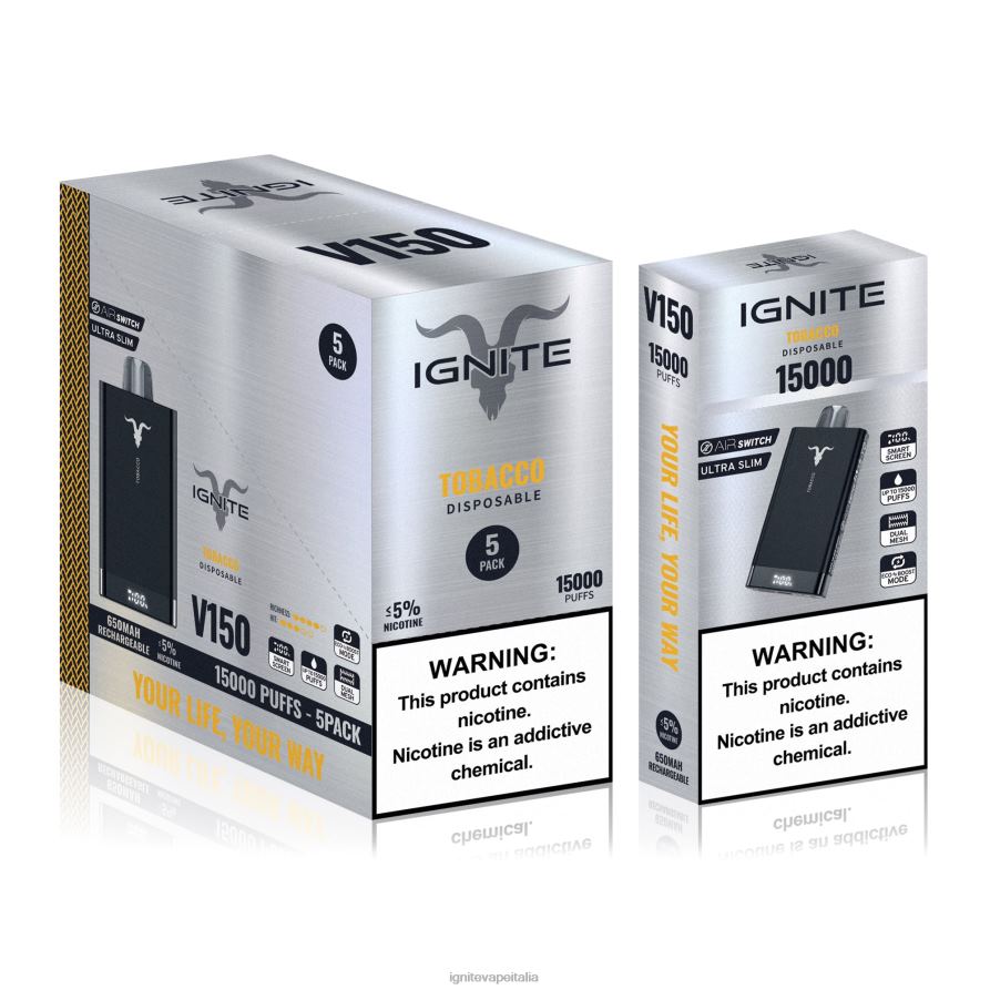 IGNITE V150 penna vaporizzatore confezione da 5 668PR9 tabacco IGNITE pods review