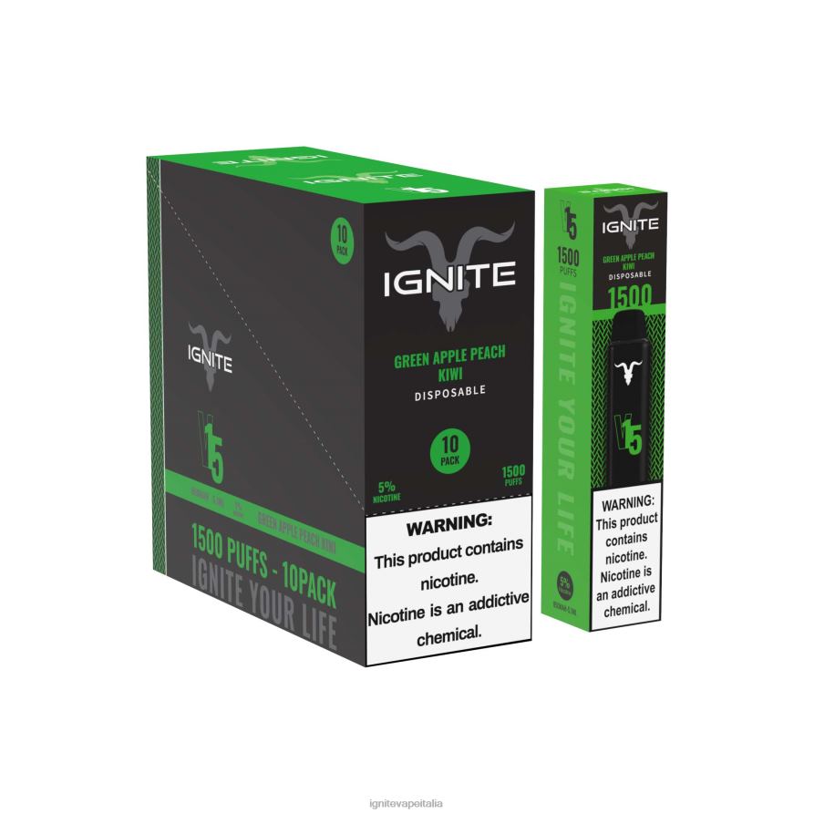 IGNITE V15 penna vaporizzatore confezione da 10 668PR101 kiwi mela verde pesca IGNITE vape italia