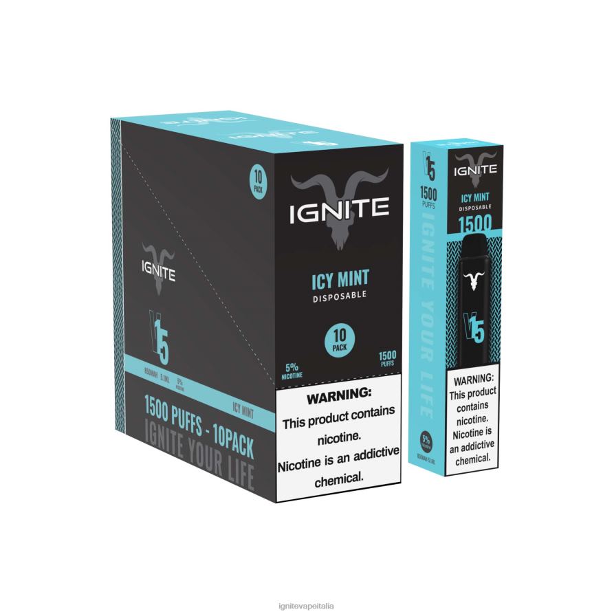 IGNITE V15 penna vaporizzatore confezione da 10 668PR102 menta ghiacciata IGNITE in italian