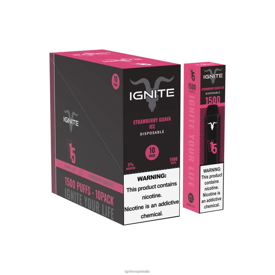 IGNITE V15 penna vaporizzatore confezione da 10 668PR105 ghiaccio di guava alla fragola IGNITE vape milano