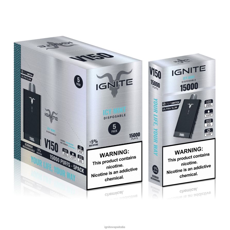 IGNITE V150 penna vaporizzatore confezione da 5 668PR86 menta ghiacciata IGNITE vape reviews