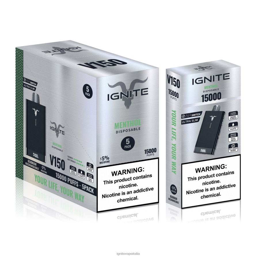 IGNITE V150 penna vaporizzatore confezione da 5 668PR87 mentolo IGNITE vape shop