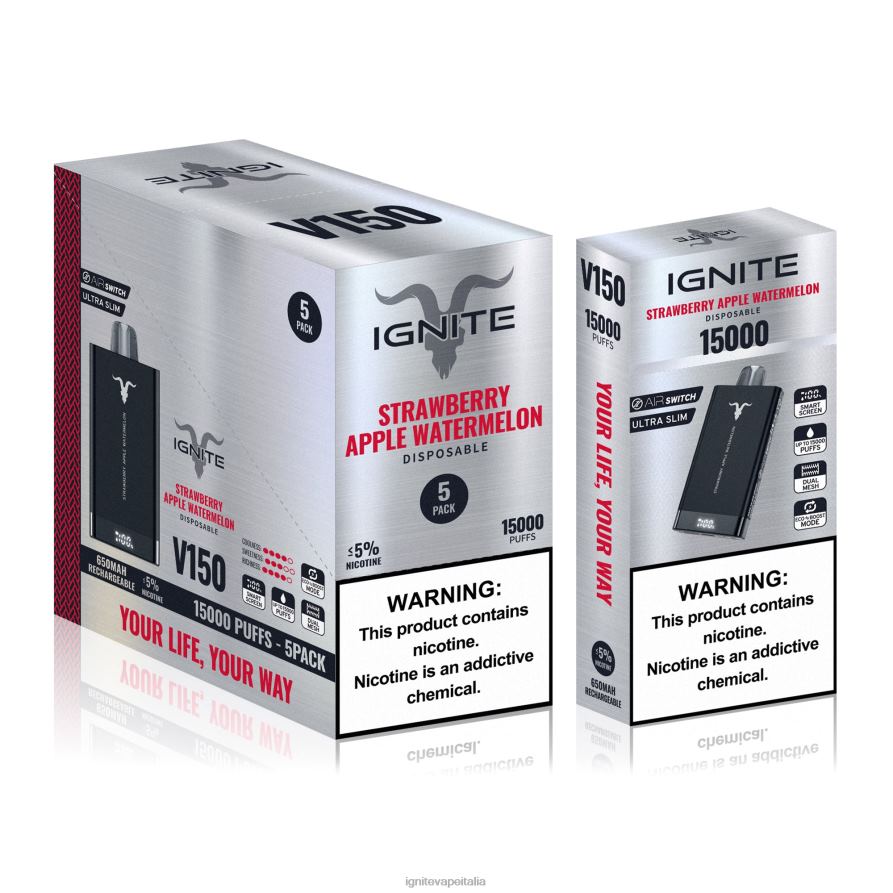 IGNITE V150 penna vaporizzatore confezione da 5 668PR91 anguria mela fragola IGNITE vape italia