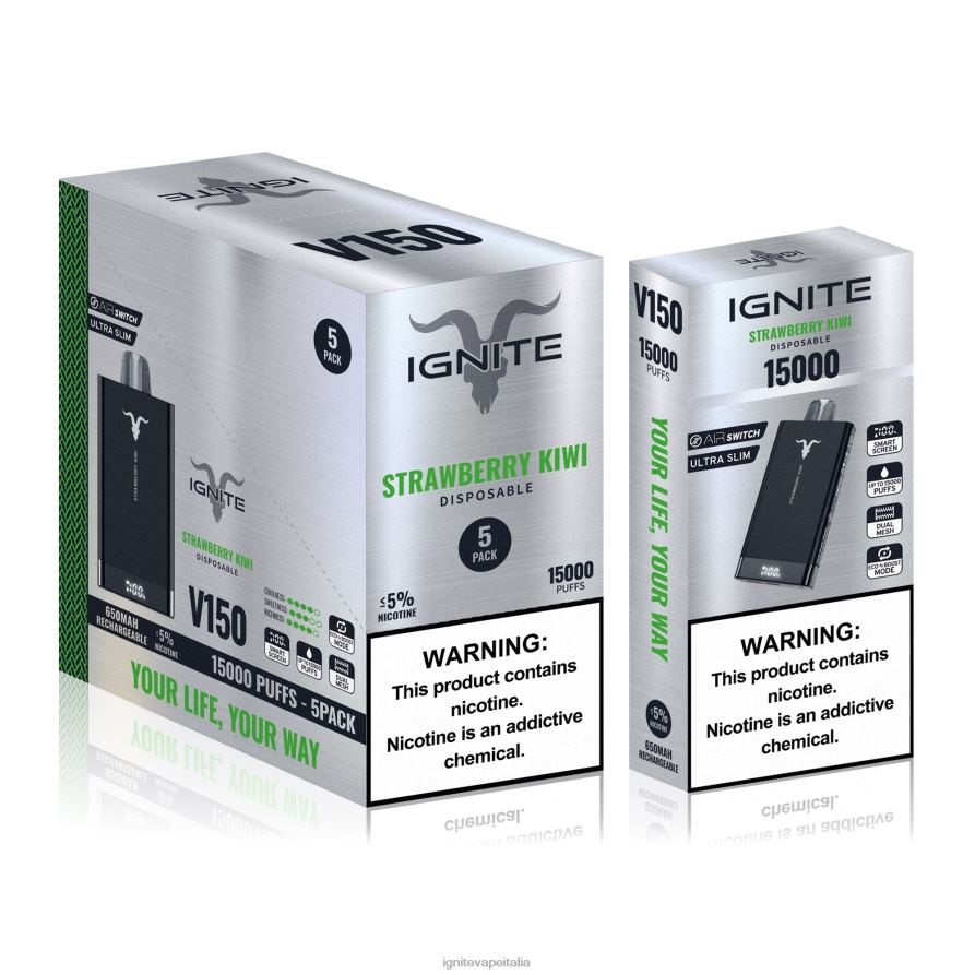 IGNITE V150 penna vaporizzatore confezione da 5 668PR92 kiwi fragola IGNITE in italian