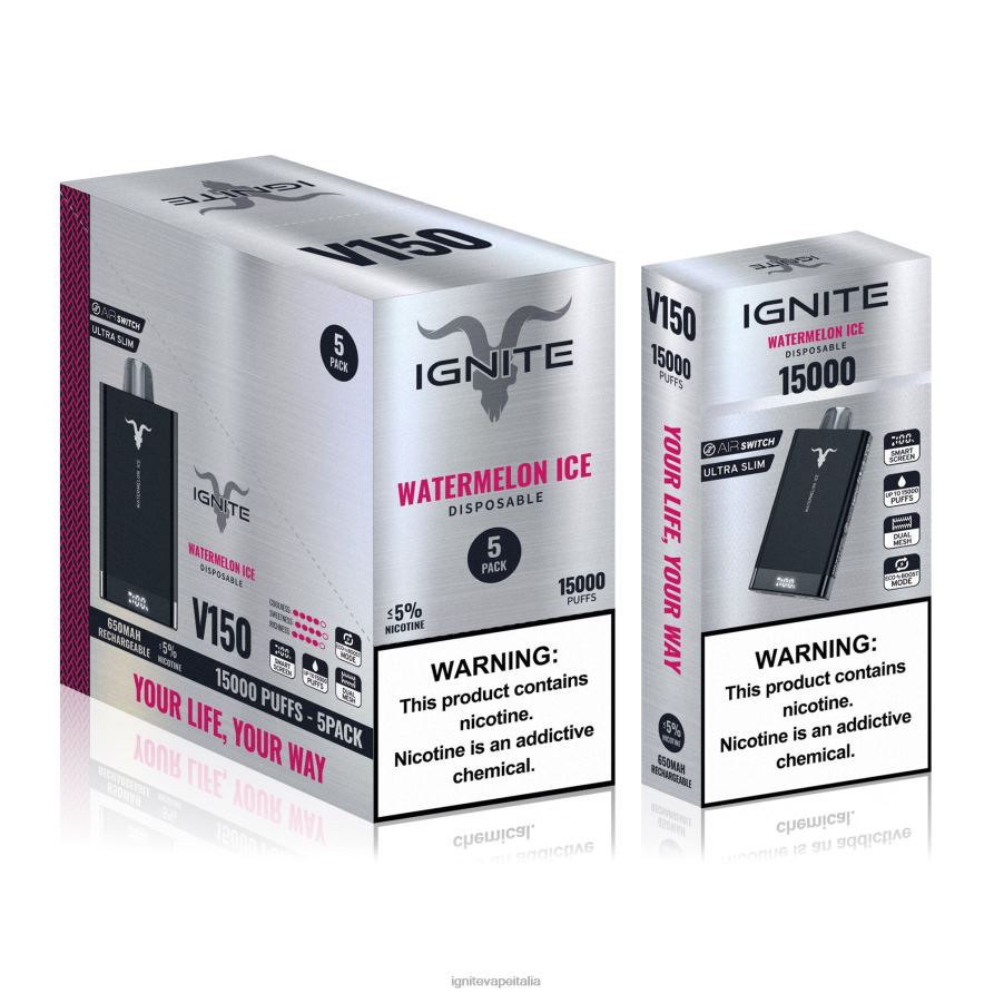 IGNITE V150 penna vaporizzatore confezione da 5 668PR94 ghiaccio di anguria IGNITE vape roma