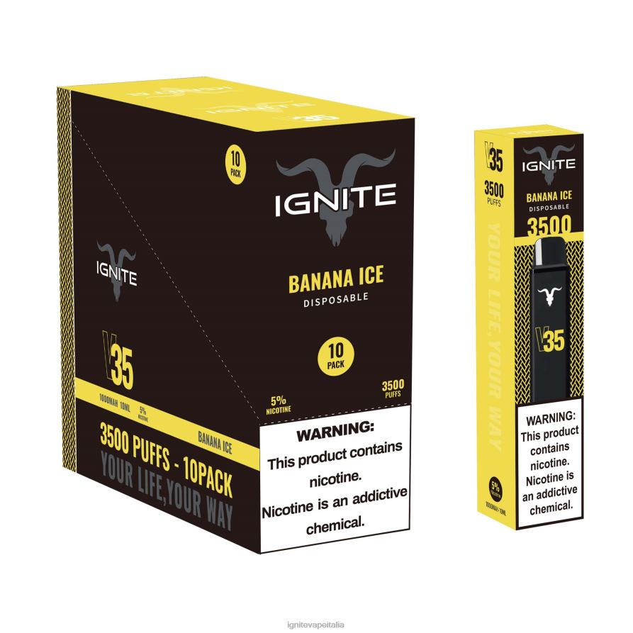 IGNITE V35 penna vaporizzatore confezione da 10 668PR16 ghiaccio alla banana IGNITE vape reviews