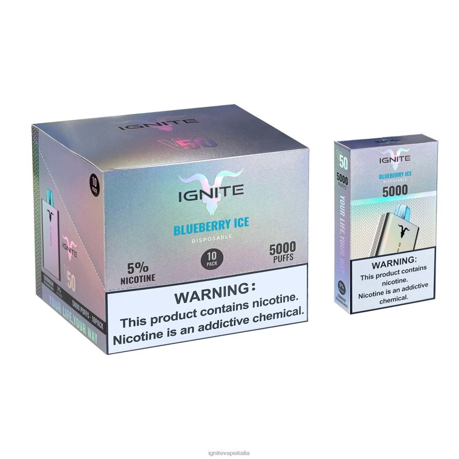 IGNITE V50 penna vaporizzatore confezione da 10 668PR142 ghiaccio al mirtillo IGNITE in italian