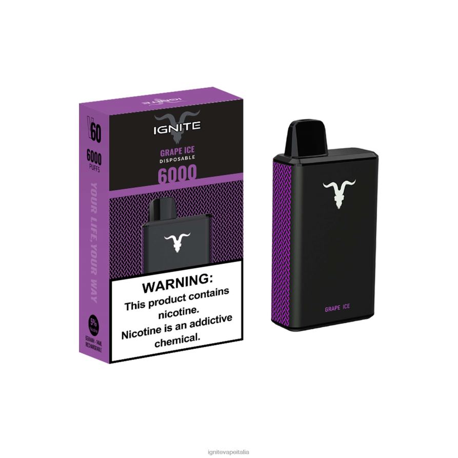 IGNITE V60 penna vaporizzata 668PR32 ghiaccio d'uva IGNITE in italian