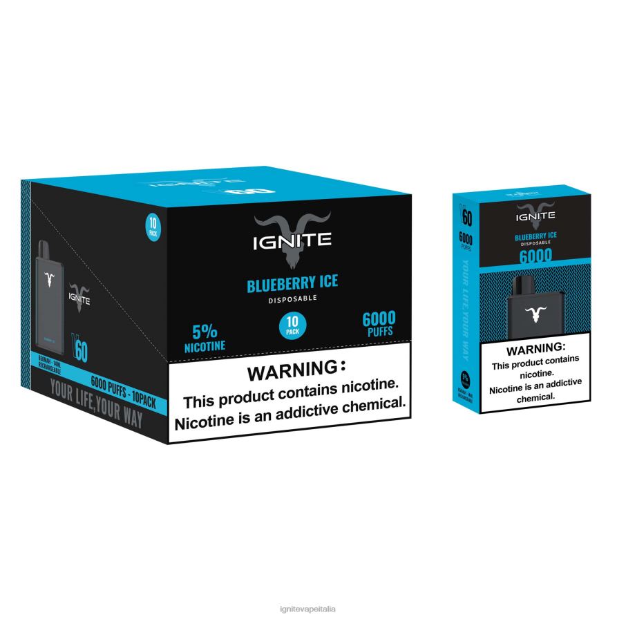 IGNITE V60 penna vaporizzatore confezione da 10 668PR13 ghiaccio al mirtillo IGNITE italia