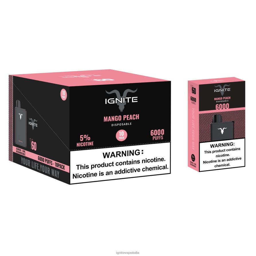 IGNITE V60 penna vaporizzatore confezione da 10 668PR21 pesca al mango IGNITE vape italia