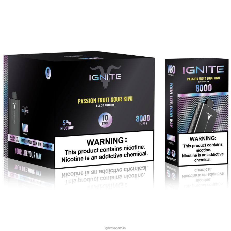 IGNITE V80 penna vaporizzatore confezione da 10 668PR62 kiwi acido del frutto della passione IGNITE in italian